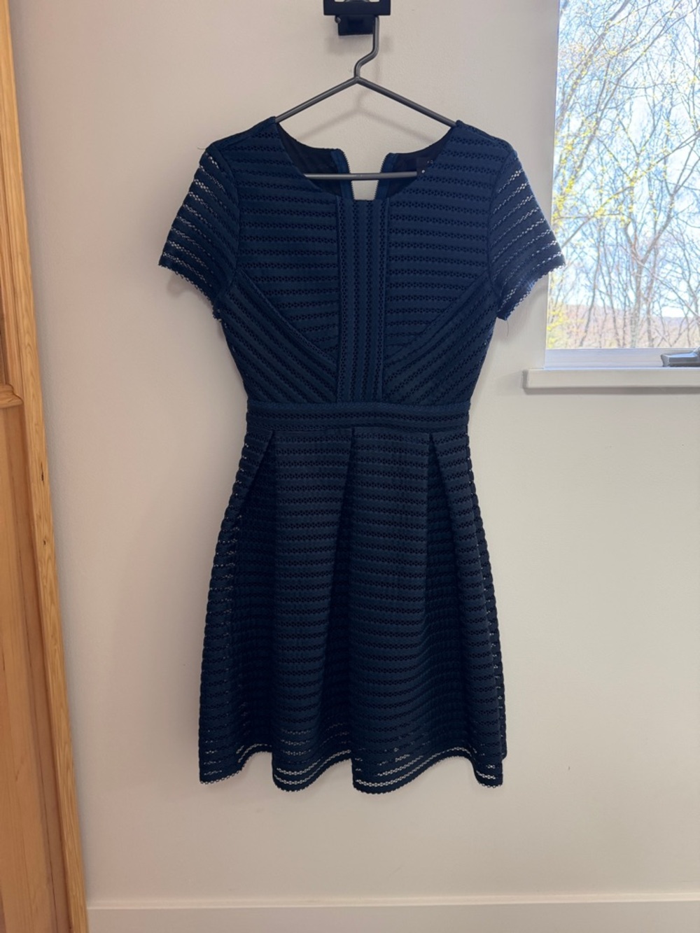 Aqua Black Short-Sleeve Fit-and-Flare Mini Dress